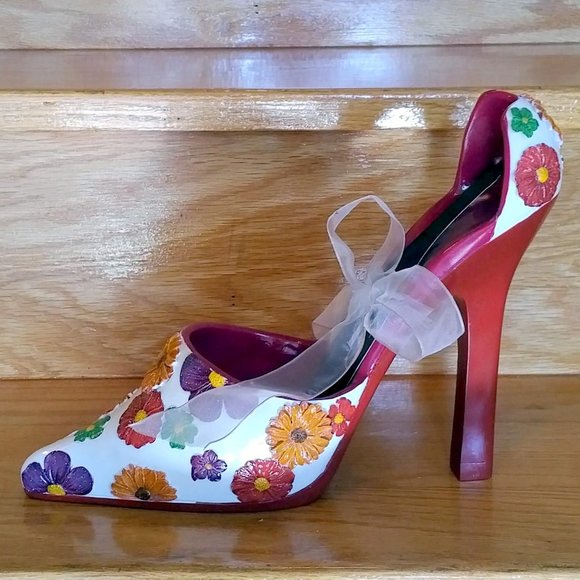 NWT High-Heel Shoe Wine-Bottle Holder, "Floral Splash" - Picture 4 of 9